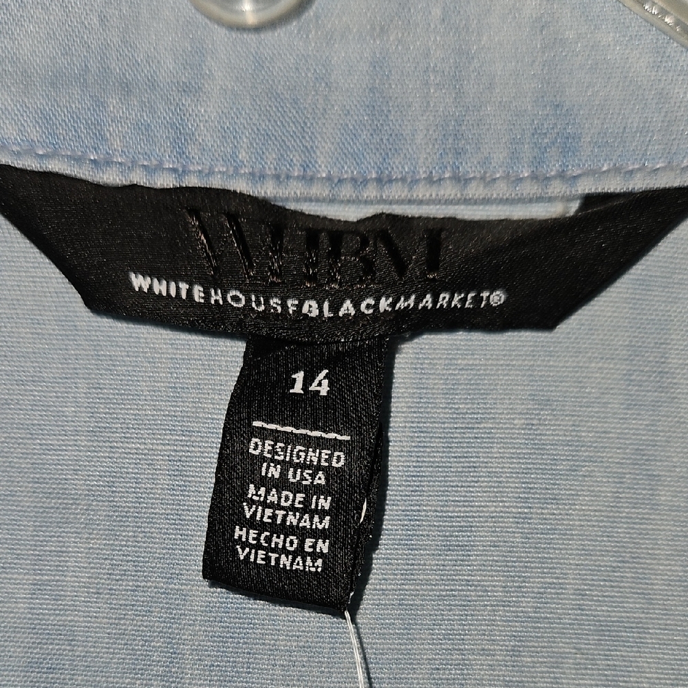 NWT White House Black Market Blue Utility Jacket with Drawstring Waist Size 14 - Picture 7 of 9
